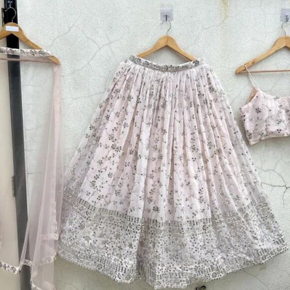 Pastel Pink Lehenga Choli Set - Picture 3 of 6